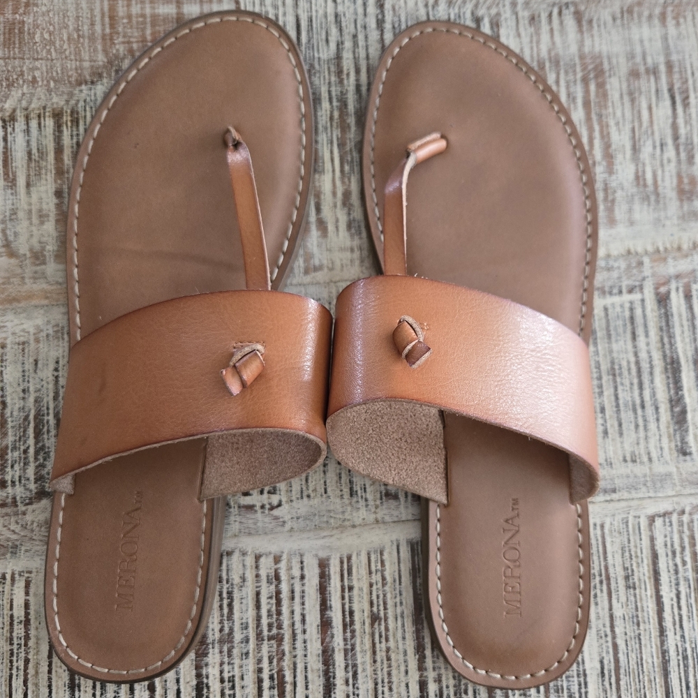 Merona Tan Sandals Minimalist Slip-On